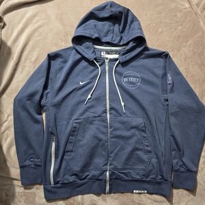 Nike Team Issue Detroit Pistons Blue Slate Zip-Up Hoodie Size XLarge